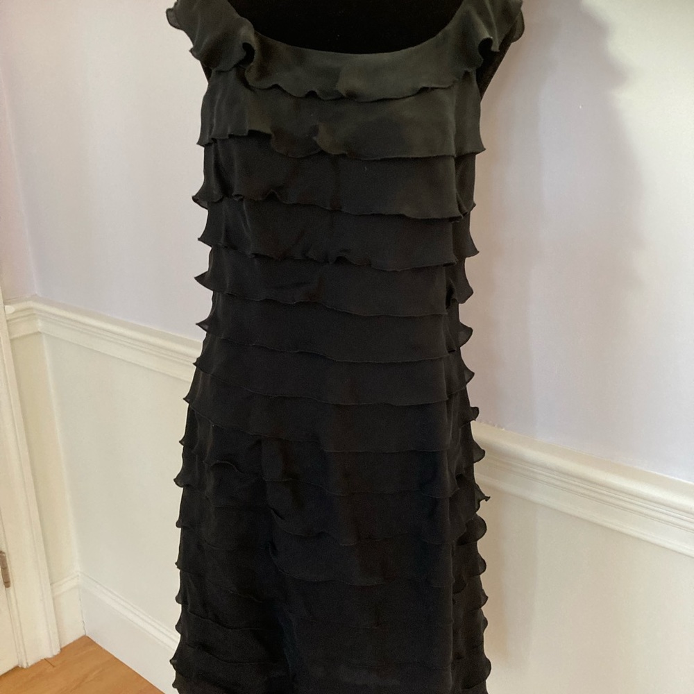 Black ruffled cocktail dress